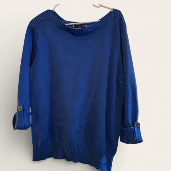 Karen Scott Purple Knit Sweater Silver Button Detail Women’s XL - Picture 2 of 11